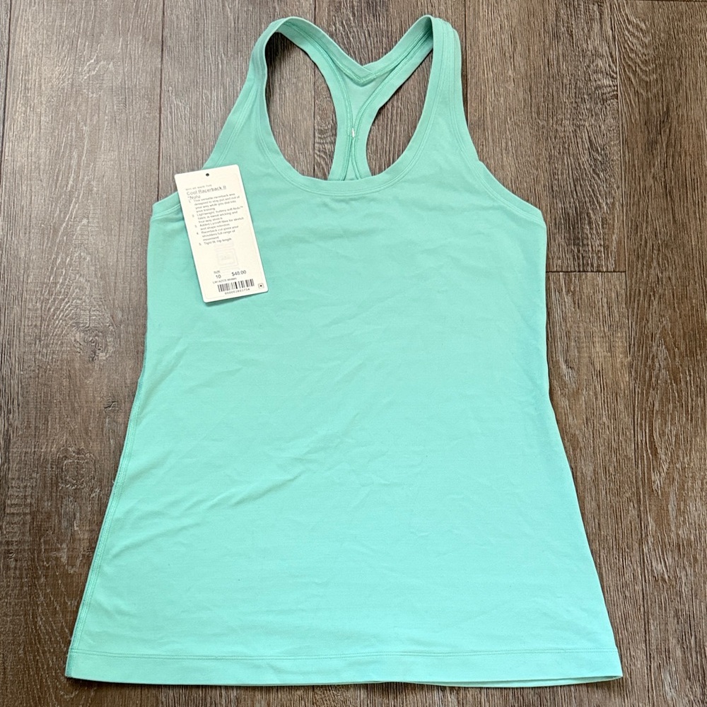 Lululemon Cool Racerback ll Nulu Green Racerback Tank Top like new size 10 Teal